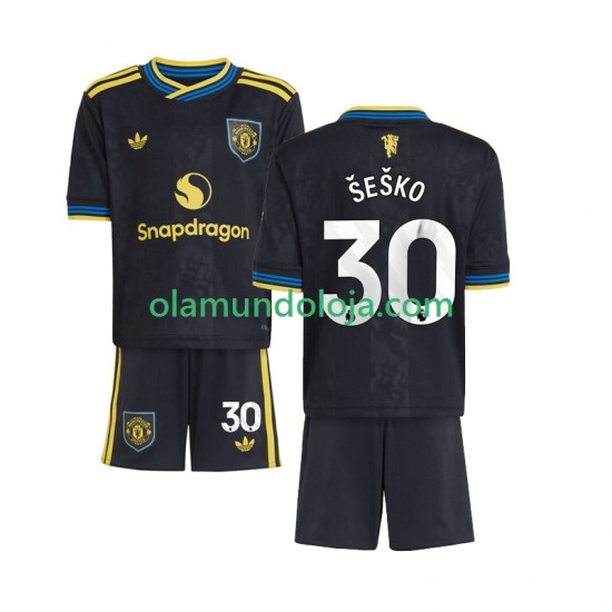 Camisola Manchester United Benjamin Sesko 30 Criança Equipamento Terceiro 2025-2026 Manga Curta